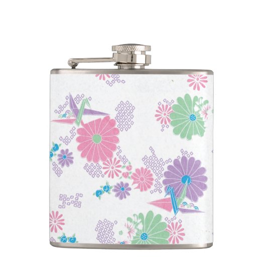 Origami Paper Cranes and Flowers Hip Flask Heupfles (Voorkant)