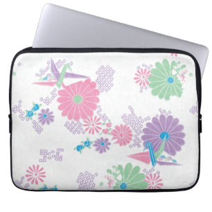 Origami Paper Cranes en Flowers Laptop Sleeve