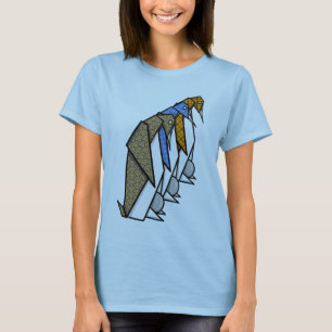 Origami Papier Vouwen Patterende Pinguïns T-shirt