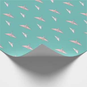 Origami papieren kranen licht Blauwgroen inpakpapi Cadeaupapier