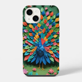 Origami Peacock iPhone 14 Hoesje
