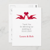 origami rode kranen bruiloft dank u briefkaart (Voorkant / Achterkant)