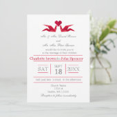 origami rouge grues invitations de mariage (Debout devant)