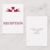 origami rouge grues mariage réception invitation (Devant / Derrière)