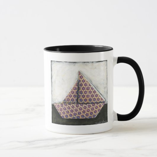Origami Sailboat on Star Design Paper Mok (Rechts)
