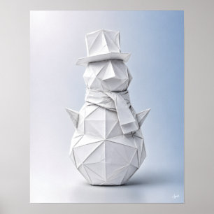 Origami Sneeuwman met hoge hoed Poster