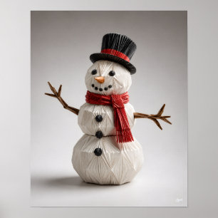 Origami Sneeuwman met Sjaal Poster