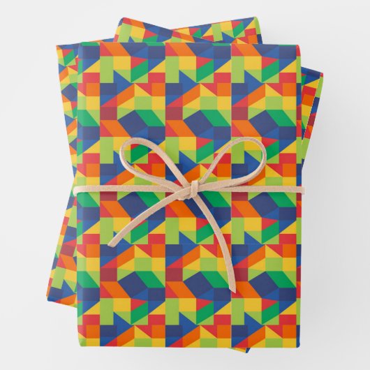 Origami Triangle - Abstract kleurrijk patroon Inpakpapier Vel (In situ)