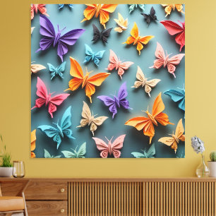 origami-vlinderpatroon canvas afdruk
