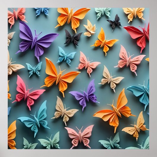 origami-vlinderpatroon poster (Voorkant)