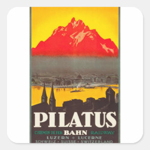 Origina Lucerne, Zwitserland Reisposter 1920s Vierkante Sticker