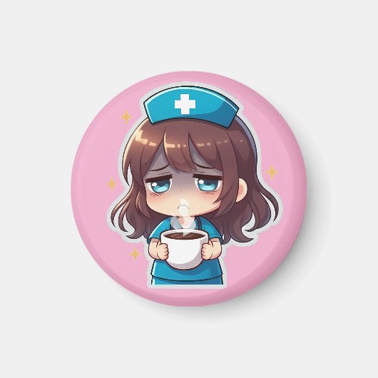 Original Chibi Nurse - Coffee with Tired Magneet (Voorkant)