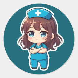 Original Chibi Nurse - Professional Calm Ronde Sticker