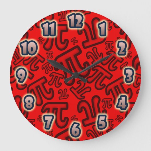 ORIGINAL Crazy Pi Numbers - Red CLOCK Grote Klok (Voorkant)