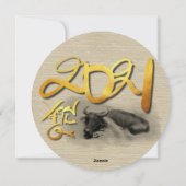 Original Peinture Eau Buffalo Ox Année Invitation (Dos)