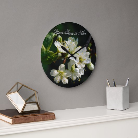 Original White Plum Art Custom Name Wall Clock Grote Klok (Kantoor)