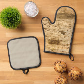 Original Wood Grain .Oven Mitts. Ovenwant & Pannenlap Set (Top down)