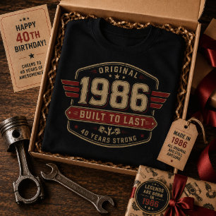 Origineel 1986 Gebouwd om te Duren Vintage 40 Jaar T-shirt