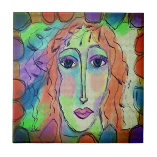Origineel Abstract digitaal portret van een vrouw Tegeltje