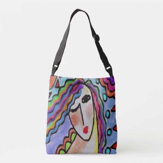 Origineel Abstract digitaal schilderen van een vro Crossbody Tas (Achterkant)