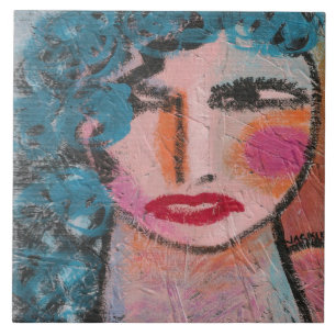 Origineel abstract portret van een vrouw tegeltje
