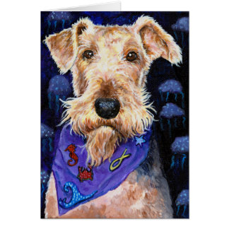 Origineel beeld zee Ocean Beach Airedale Terrier