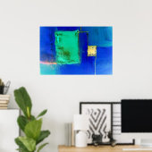 Origineel Blauw Abstract Poster Abstracte Kunst Pr (Thuiskantoor)