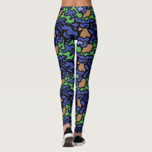 Origineel Blauw Groen Oranje patroon Yoga Leggings