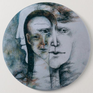 Origineel digitaal fijn surrealisme ronde button 6,0 cm