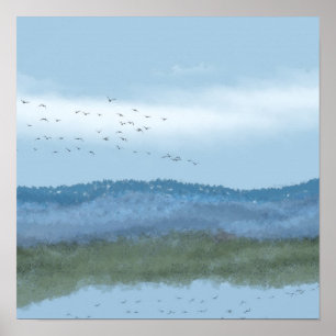 origineel digitaal kunstmeer en bergen 2 van 2 poster