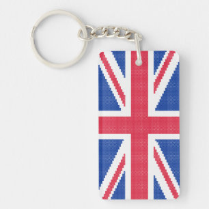 Origineel dwars-steekontwerp Union Jack Sleutelhanger