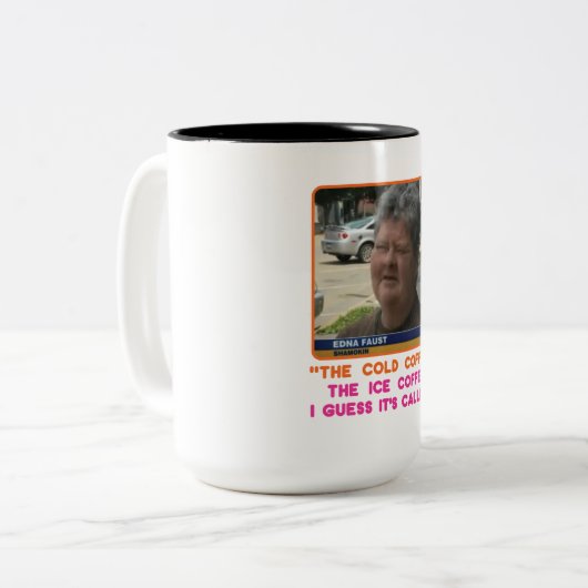 Origineel Faust Design in een BIG mok. Tweekleurige Koffiemok (Voorkant links)