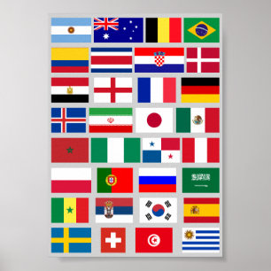 Origineel FOOTBALL SOCCER TEAM FLAGS 2018 patroon Poster
