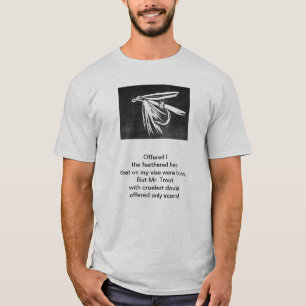 Origineel gedicht "Cruel Trout" met vliegkunst T-shirt