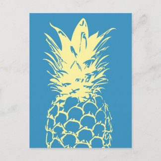 Origineel geel anananasblauw ontwerp briefkaart