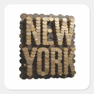 Origineel Goud NEW YORK Vinyl Stijl Vierkante Sticker