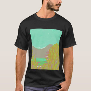 Origineel hedendaags "The Lake" kunstwerk voor hem T-shirt