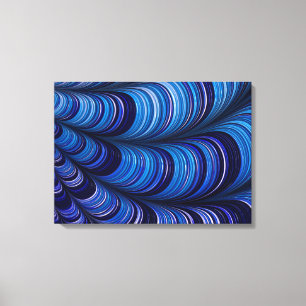 ~ Origineel Helder Blauw 3D Fractal Ontwerp ~ Canvas Afdruk