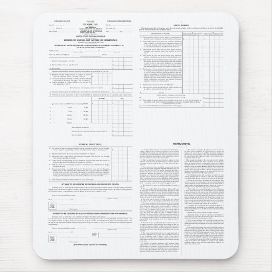 Origineel inkomstenbelastingformulier 1040 van 191 muismat (Voorkant)
