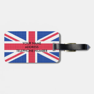 Origineel kruissteekontwerp Union Jack Bagagelabel