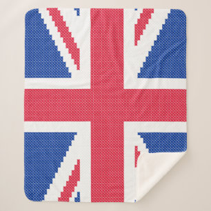 Origineel kruissteekontwerp Union Jack Sherpa Deken