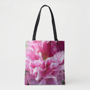 *~* Origineel Kunst Roze Pioen Bloemschildering AR Draagtas