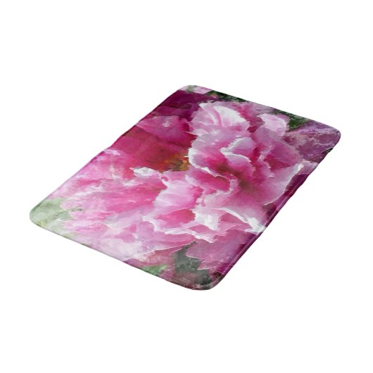 *~* Origineel kunstwerk Roze Pioen Bloemschilderij Badmat (Gekanteld)