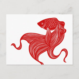 Origineel met een schaar geslepen goudvis Briefkaa Briefkaart