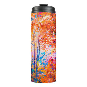Origineel oliesschilderij met prachtige herfstlant thermosbeker
