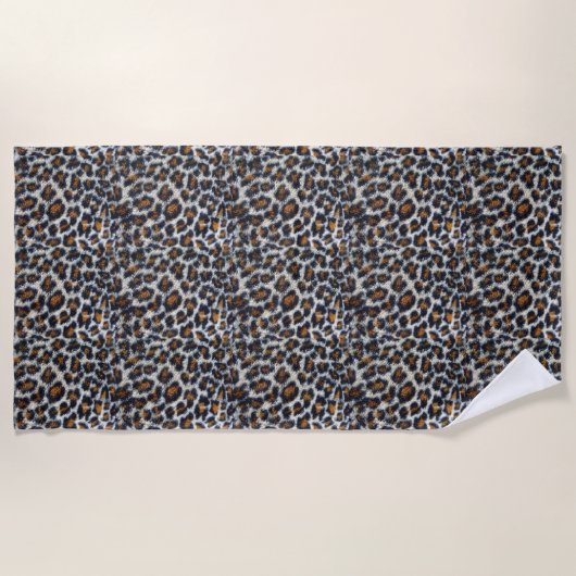 Origineel ontwerp van Funky Fluffy Leopard Print Strandlaken (Voorkant)