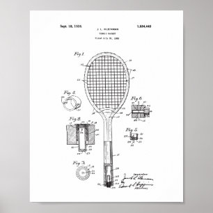 Origineel Poster van het Patent van Tennis Racket 