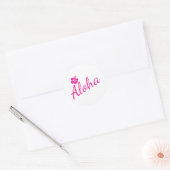 Origineel roze tekstontwerp ALOHA en de bloem Ronde Sticker (Envelop)