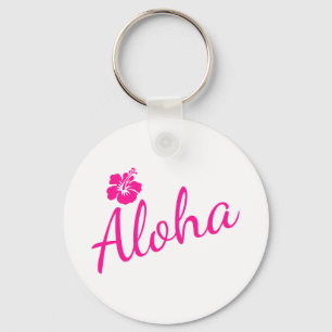 Origineel roze tekstontwerp ALOHA en de bloem Sleutelhanger