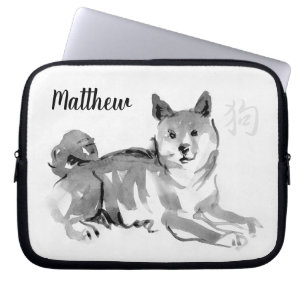 Origineel schilderij 2 Chinese Dog Year Birthday P Laptop Sleeve